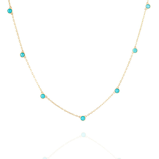 Turquoise Station Necklace in 18k Gold