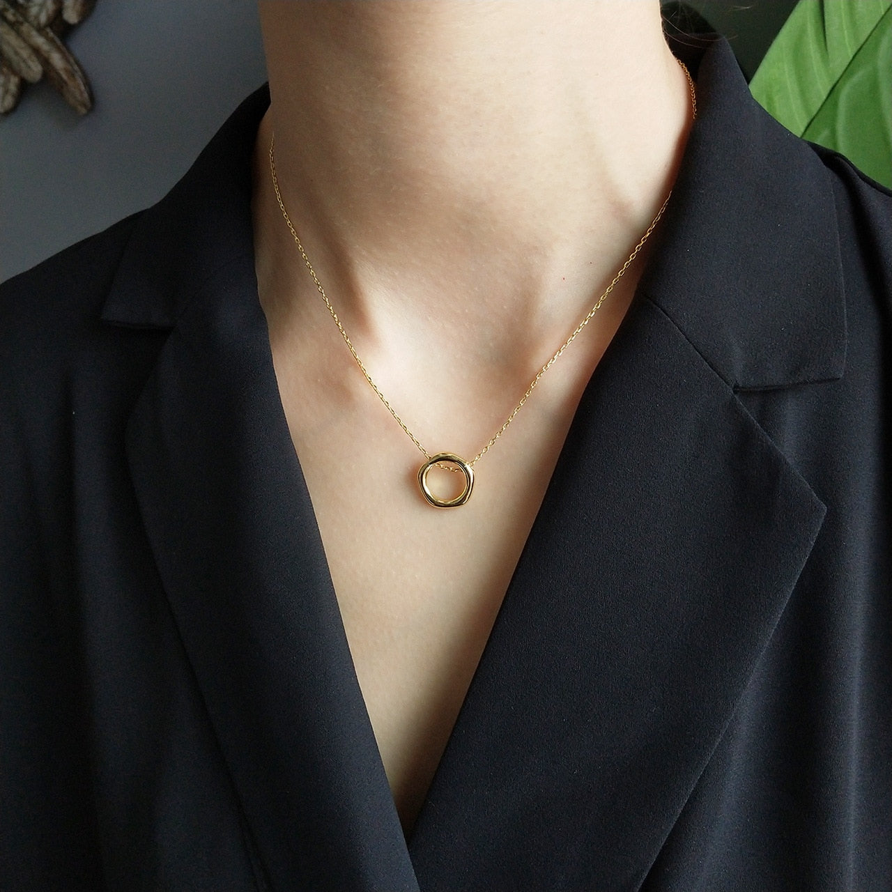 Open Circle Infinity Hoop Pendant Minimalist Necklace