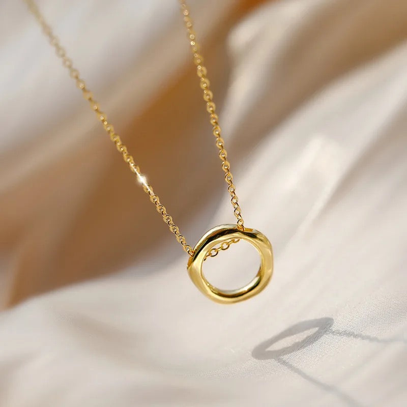 Open Circle Infinity Hoop Pendant Minimalist Necklace