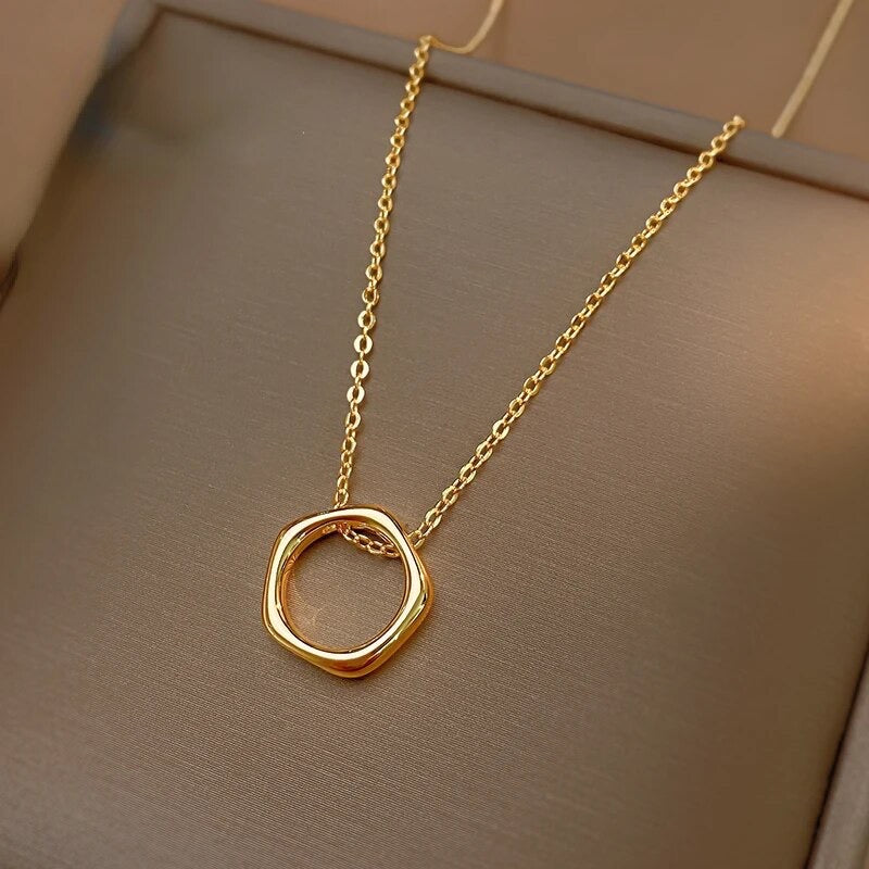 Open Circle Infinity Hoop Pendant Minimalist Necklace