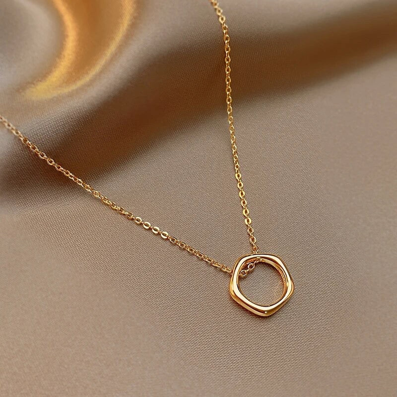 Open Circle Infinity Hoop Pendant Minimalist Necklace